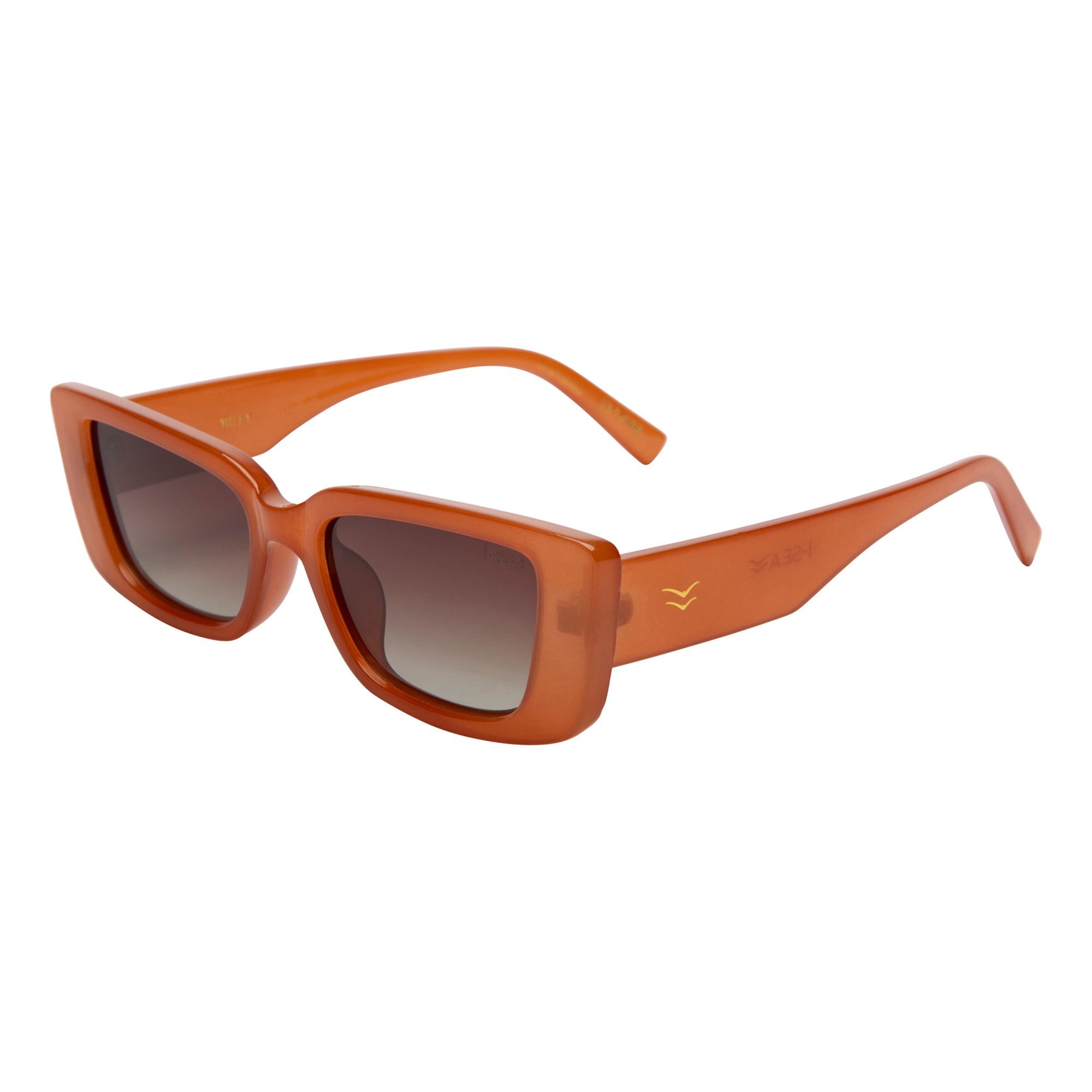Orange sunglasses with a gradient lens on a white background.
APRICOT / BROWN POLARIZED LENS