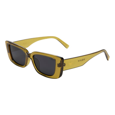 Yellow sunglasses with dark lenses on a white background.
LIME / SMOKE POLARIZED LENS