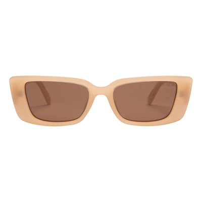 Beige sunglasses with brown lenses on a white background.
VANILLA / BROWN POLARIZED LENS