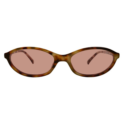 Sunglasses with tortoiseshell frame and pink lenses on a white background.
TAHITI TORT / PEACH LENS
