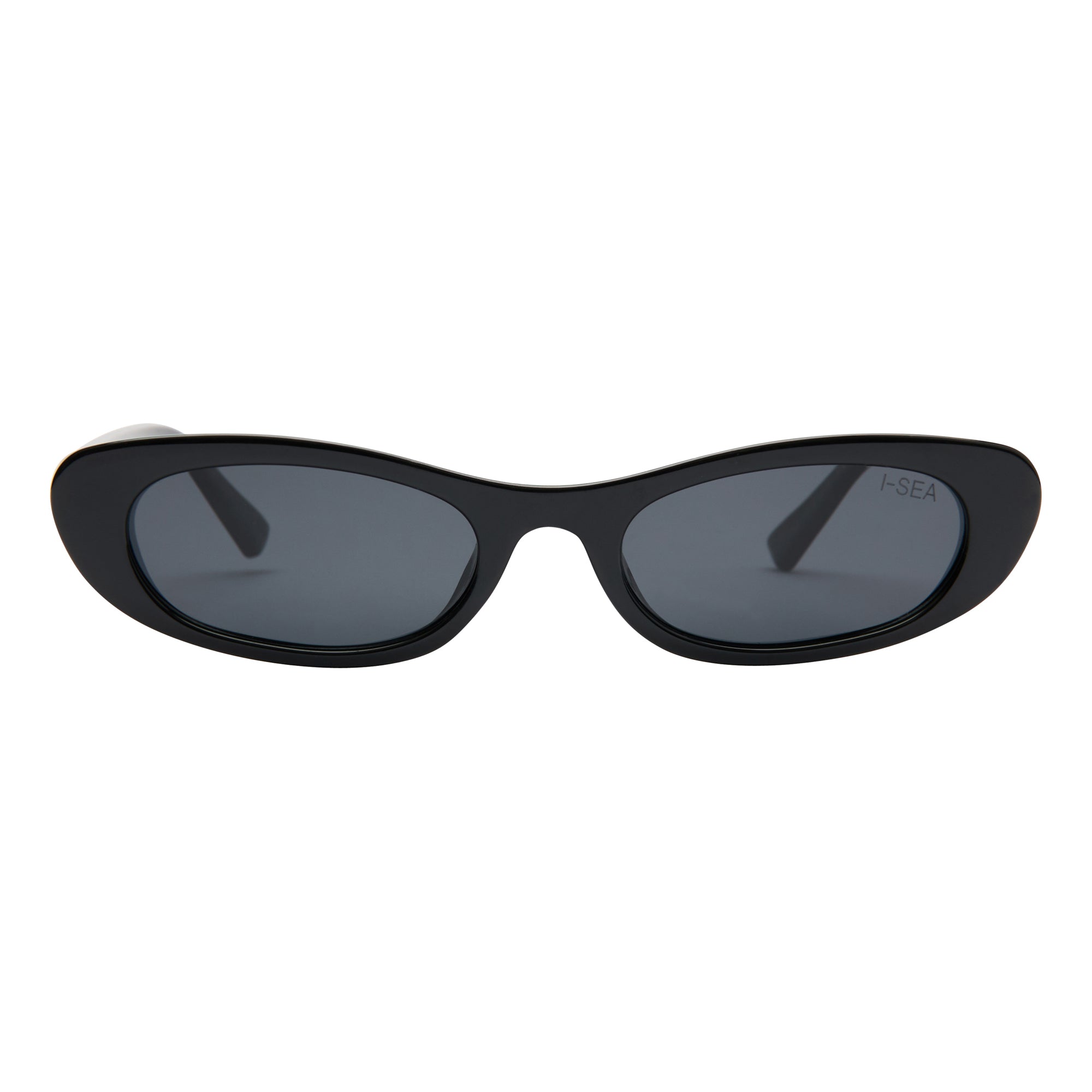 Black sunglasses with a white background.
BLACK / SMOKE POLARIZED LENS