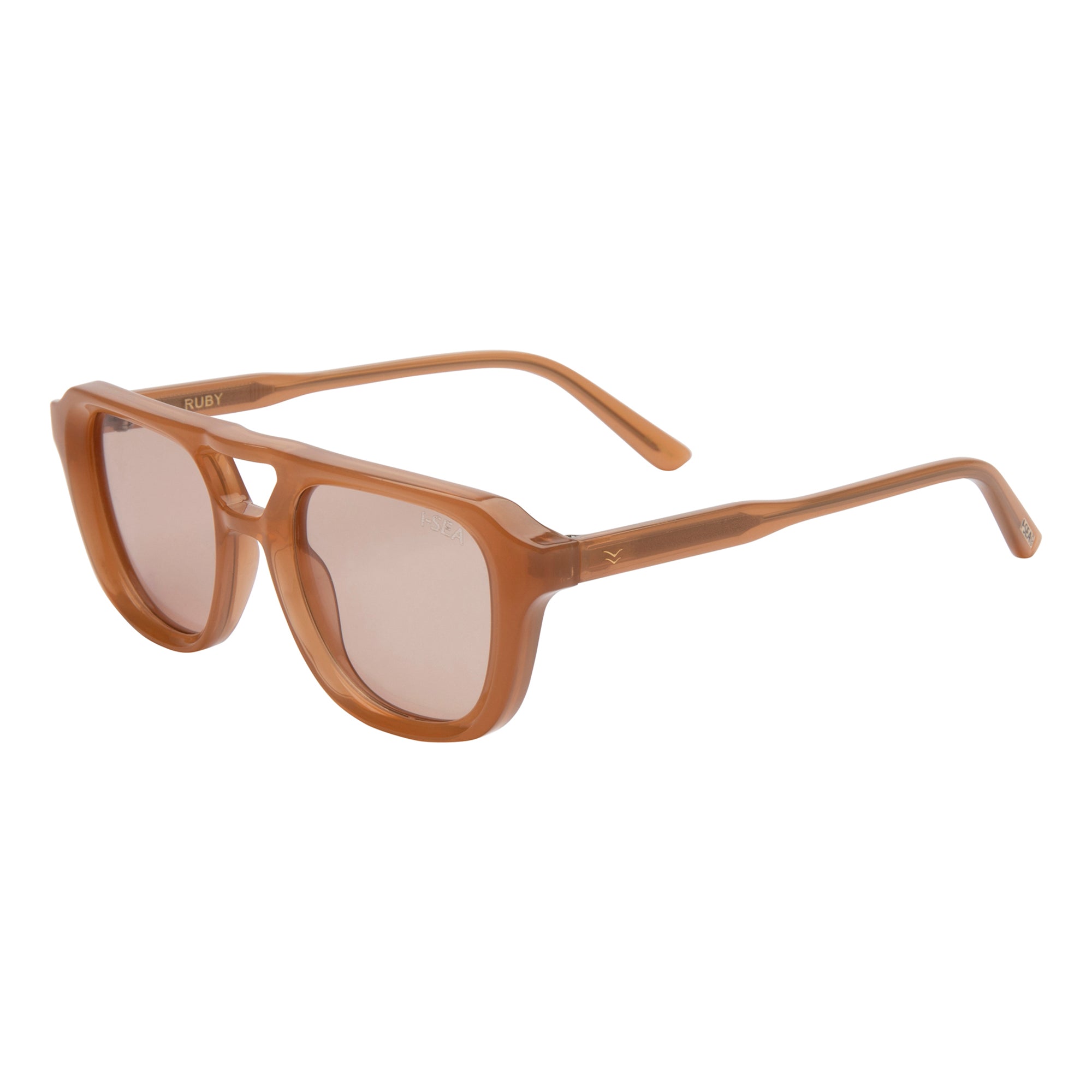 Brown sunglasses on a white background.
PROSECCO / MELON LENS
