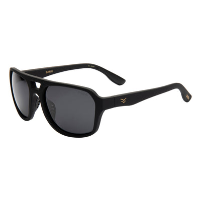 Black sunglasses on a white background.
INK / SMOKE POLARIZED LENS