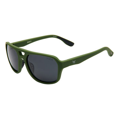 Green sunglasses with dark lenses on a white background.
OLIVE / SMOKE POLARIZED LENS