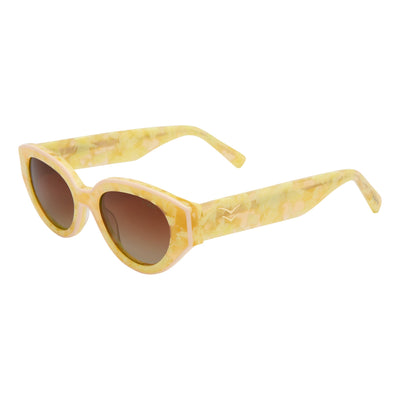 Yellow sunglasses with a white background.
CITRUS / BROWN GRADIENT POLARIZED LENS