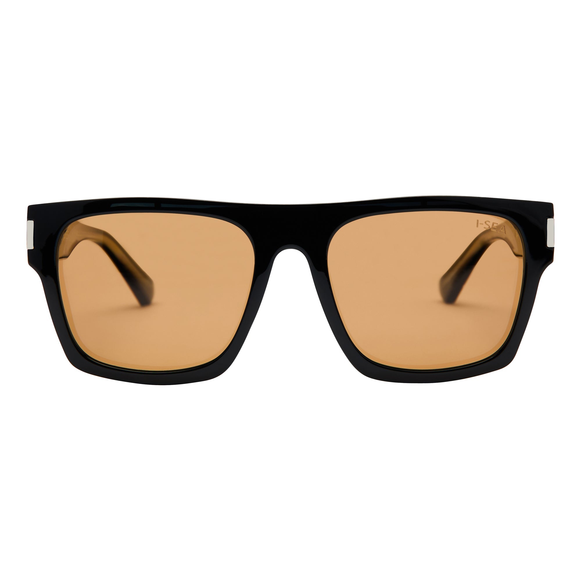 Sunglasses with black frame and brown lenses on a white background.
BLACK / COCOA POLARIZED LENS