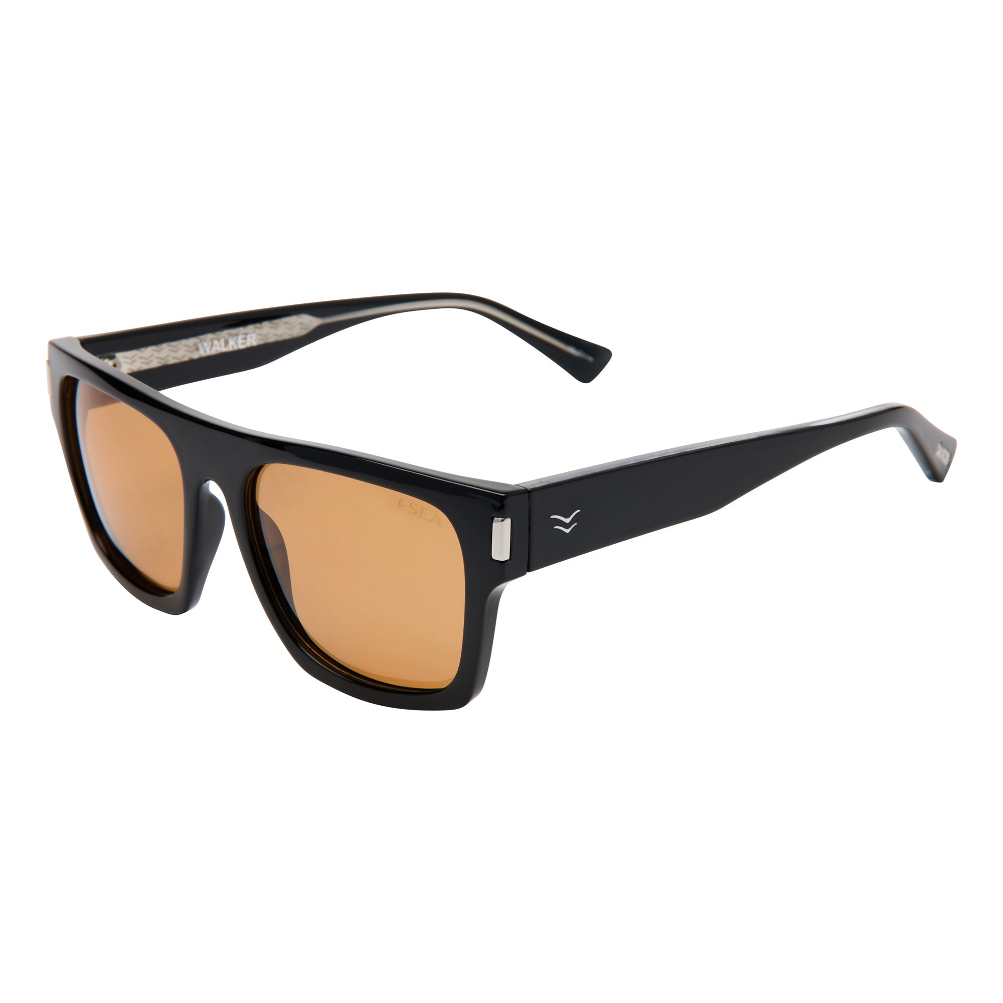 Black sunglasses with brown lenses on a white background.
BLACK / COCOA POLARIZED LENS
