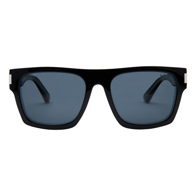 Black sunglasses with dark lenses on a white background.
BLACK / SMOKE POLARIZED LENS