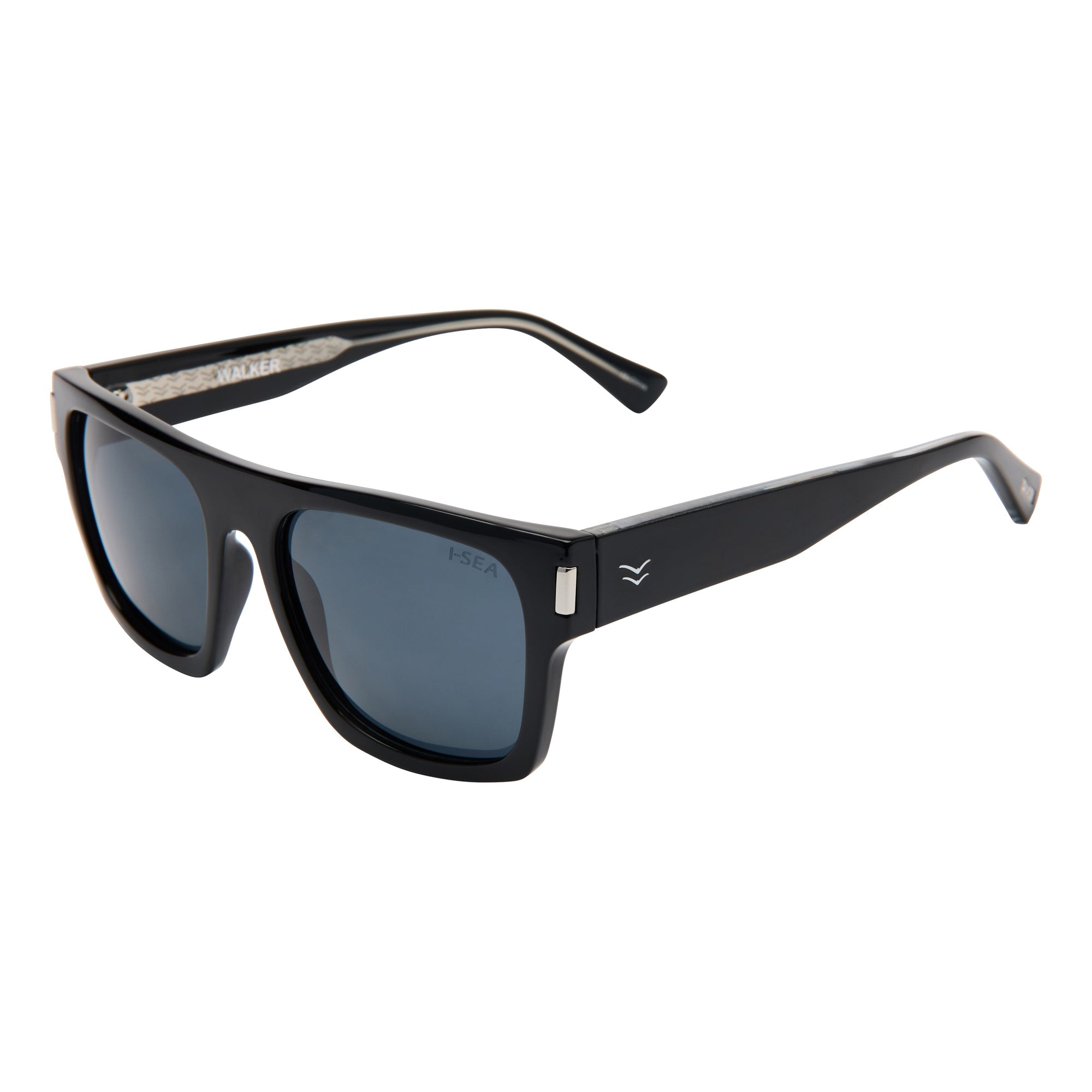Black sunglasses with a brand logo on a white background.
BLACK / SMOKE POLARIZED LENS