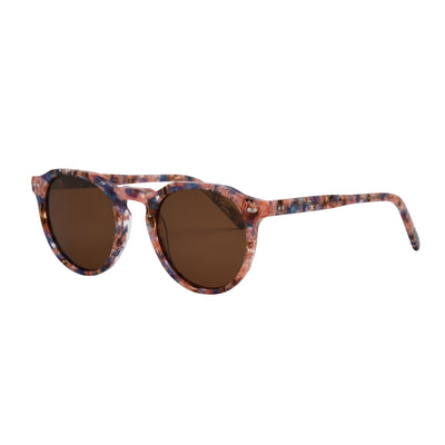 Sunglasses with floral patterned frame on a white background.
SKY PEARL / BROWN POLARIZED LENS