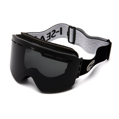 Black goggles with a gray strap on a white background.
BLACK / SMOKE