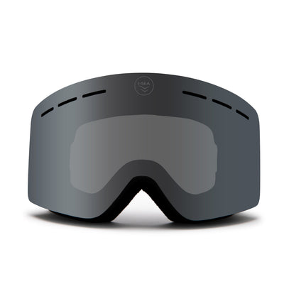 Black goggles with a reflective lens on a white background.
OLIVE / SILVER