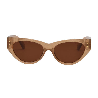 Wooden sunglasses with brown lenses on a white background.
TAUPE GLITTER / BROWN POLARIZED LENS