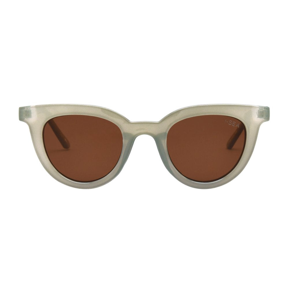 Sunglasses with beige frame and brown lenses on a white background.
CACTUS / BROWN POLARIZED LENS