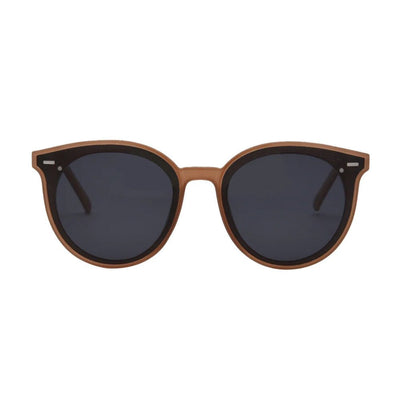 Sunglasses with brown frame and dark lenses on a white background.
Taupe / Smoke Polarized