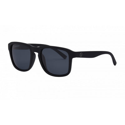 Black sunglasses with dark lenses on a white background.
BLACK / SMOKE POLARIZED LENS