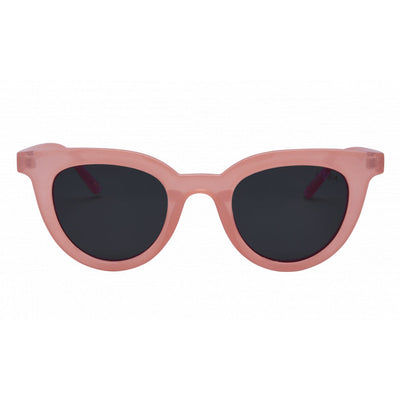 Pink sunglasses with dark lenses on a white background.
Blush / Smoke Polarized Lens