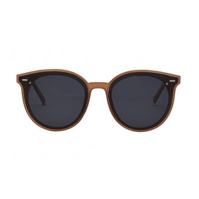 Sunglasses with brown frame and dark lenses on a white background.
Taupe / Smoke Polarized