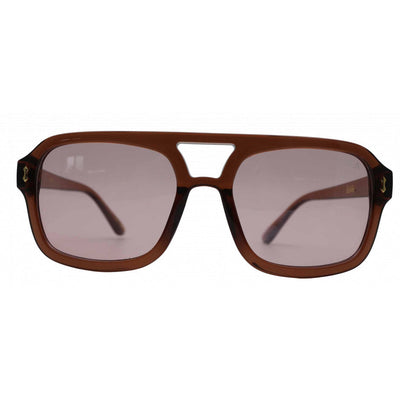 Brown sunglasses with a white background.
TAUPE / BROWN POLARIZED LENS