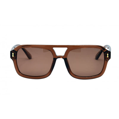 Sunglasses with brown frame and lenses on a white background.
TAUPE / BROWN POLARIZED LENS