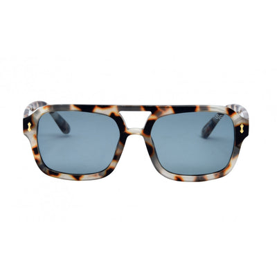 Sunglasses with tortoiseshell frame and blue lenses on a white background.
SNOW TORT / NAVY POLARIZED LENS