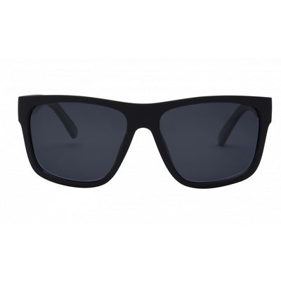 Black sunglasses with dark lenses on a white background.
BLACK / SMOKE POLARIZED LENS