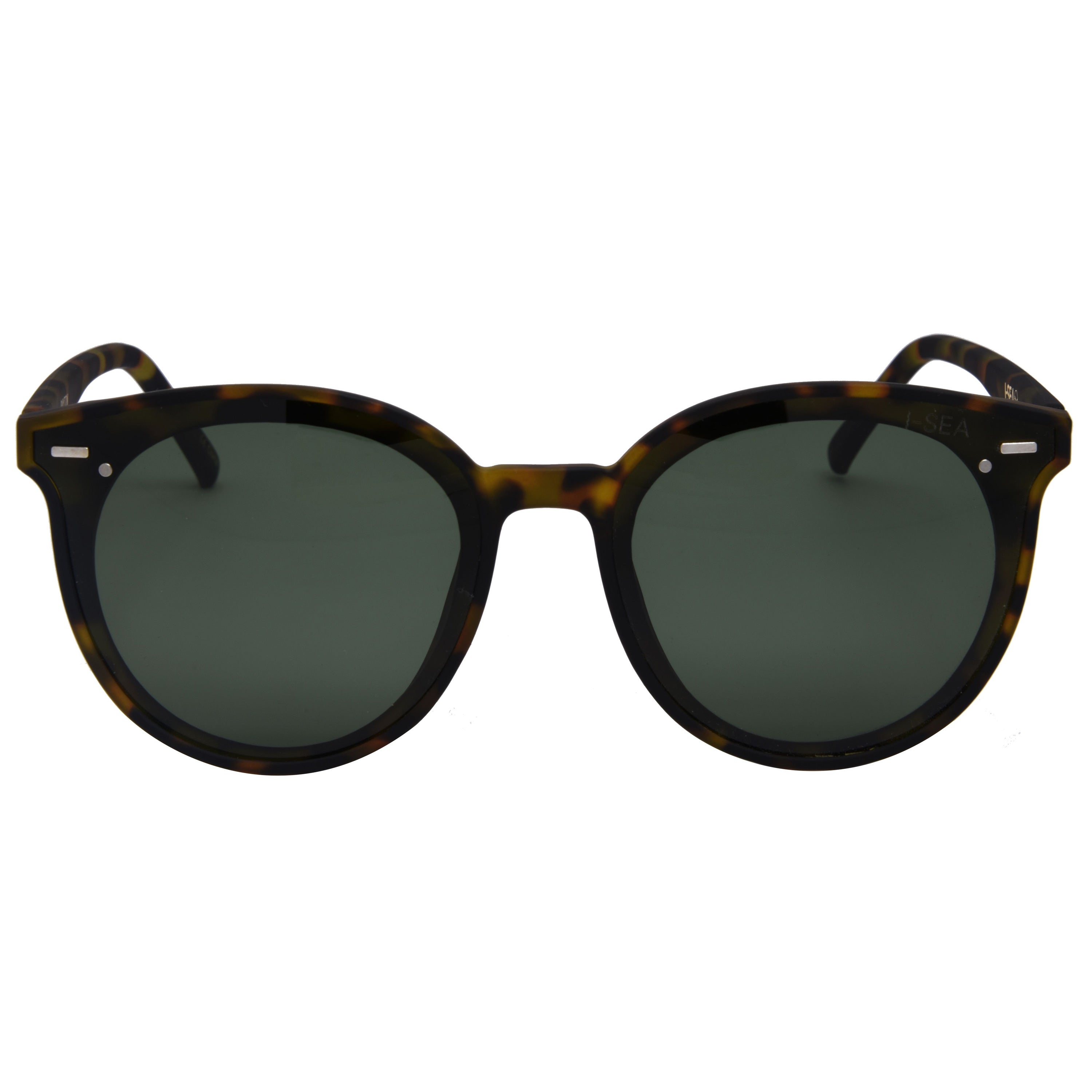 Sunglasses with tortoiseshell frame and dark lenses on a white background.
TORT / G15 POLARIZED LENS