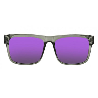 Sunglasses with purple lenses and a gray frame on a white background.
GREY GLOSS / PURPLE MIRROR POLARIZED LENS